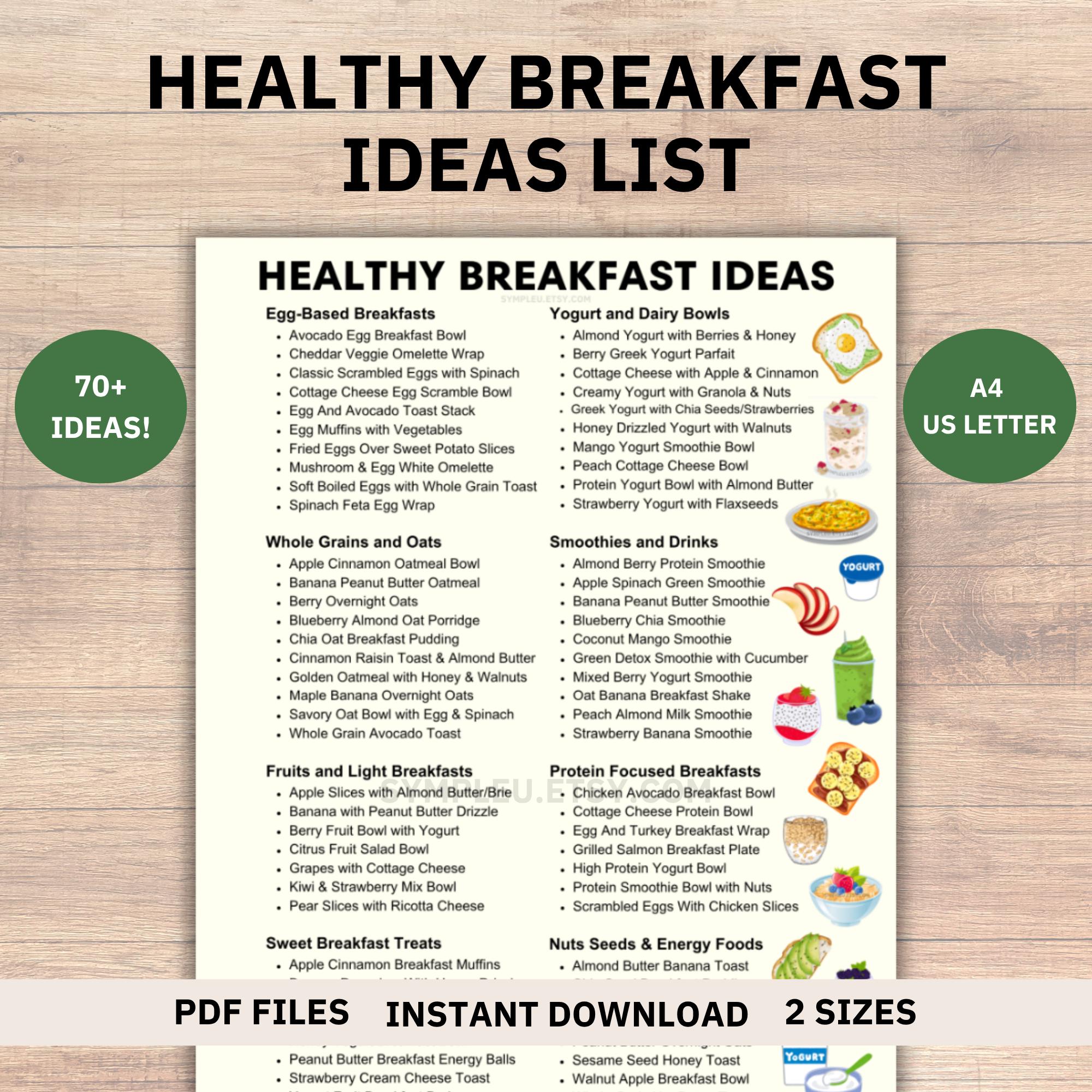 Gesundes Frühstück Ideen Liste für Frühstück Menü, Frühstück Essen Plan, Frühstück Meal Prep Lebensmittel, einfaches Frühstück für einen Abnehmen, Protein