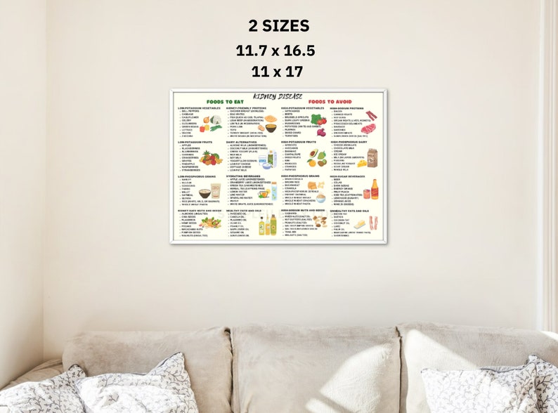 Kidney Friendly Food List, Kidney Disease Food List, Kidney Diet List for Low Potassium Meal Plan, Kidney Disease Diet, Kidney Foods Poster