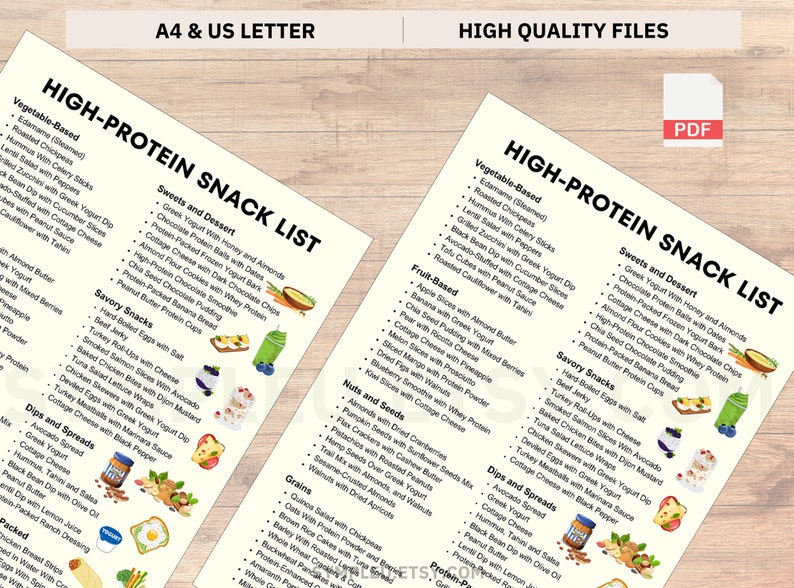 Photo of High Protein Snack List, Snack Ideas for High Protein Meal Plan Guide, High Protein Food List, High Protein Recipes, Protein Food Chart, PDF
