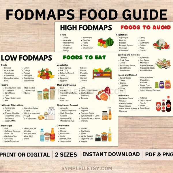 FODMAP Food List, Fodmap Diet Guide, Low Fodmap, High Fodmap List, IBS Diet Sheet, Irritable Bowel Syndrome, Fodmap Chart, Food Sensitivity