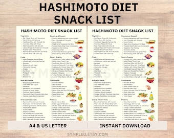 Lista de refrigerios para la dieta de Hashimoto, plan de comidas para la dieta de la tiroides, lista de alimentos saludables para la tiroiditis, enfermedad de Hashimoto, tabla de lista de compras para el hipertiroidismo