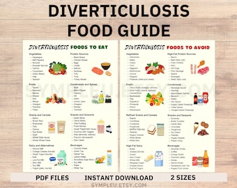 Diverticulosis Food List, Diverticulitis Diet, Diverticulosis Diet Food Chart Meal Plan, Digestive & Gut Health Diet Food Guide Grocery List