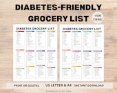 Diabetes Grocery List, Diabetic Food List, Diabetes Food List, Type 2 Diabetes, Diabetic Meal Plan Grocery List, Gestational Diabetes, PDF