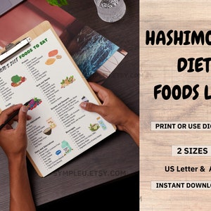 Photo of Hashimoto Diet Food List for Thyroid Diet Meal Plan, Thyroiditis Health Food Chart, Hashimotos Disease, Hyperthyroid Grocery List, PDF
