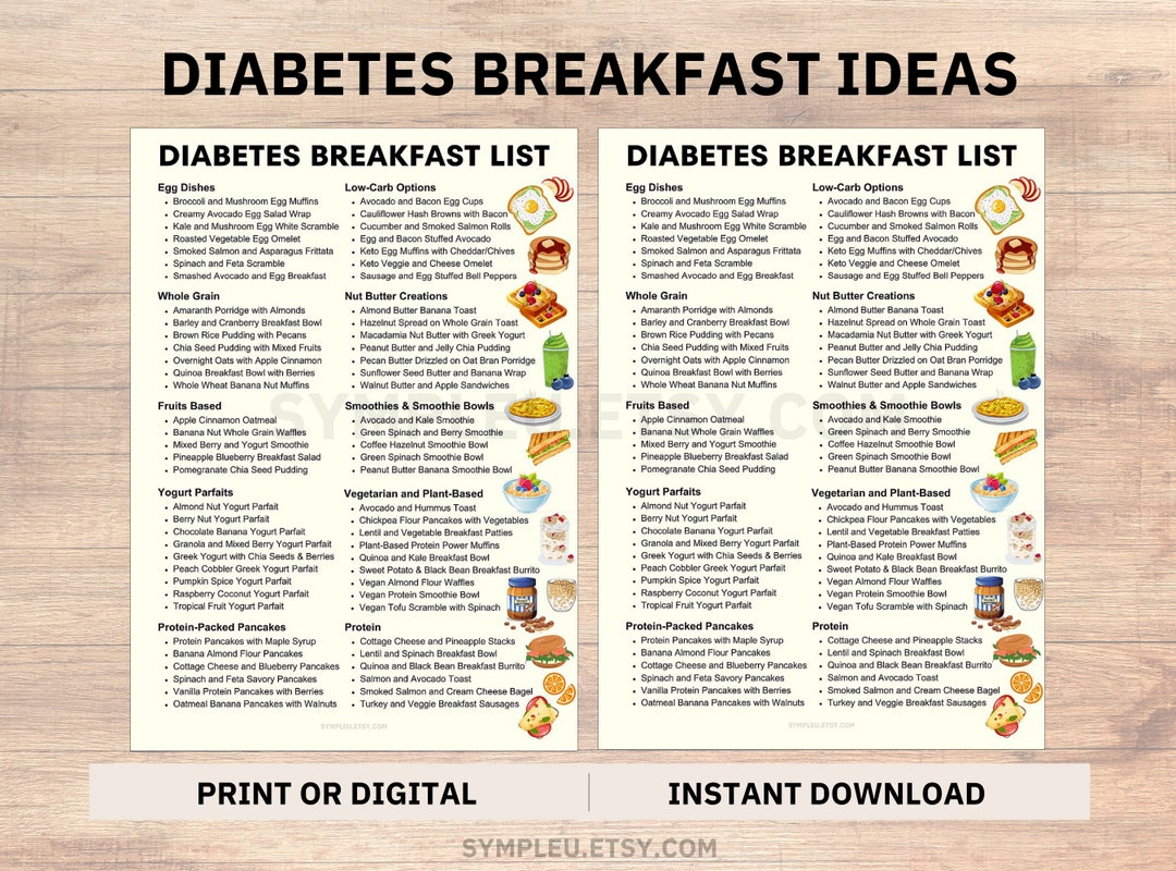 Diabetic Breakfast List, Diabetes Breakfast Ideas, Diabetes Food List