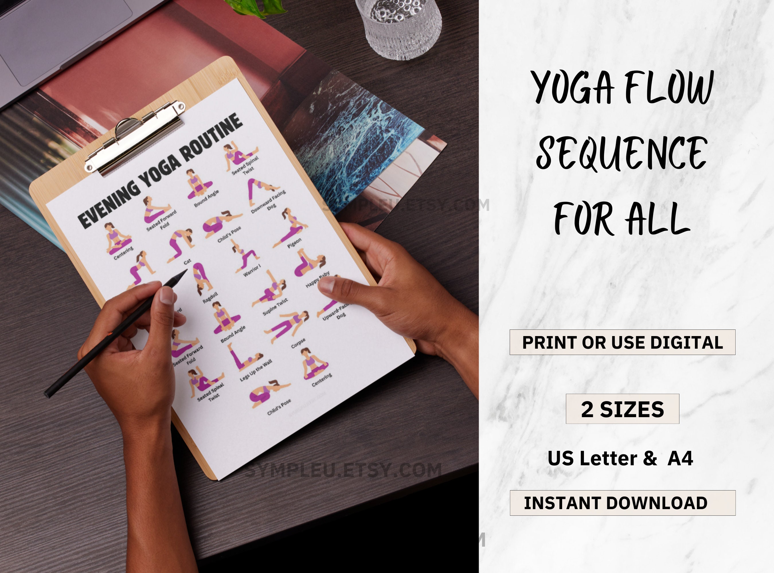Morning and Evening Yoga Routine, Yoga Sequence, Yoga Poses Art Print ...