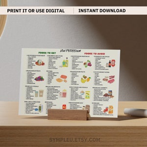 Low Potassium Diet Food List, Kidney Disease, Renal Diet, Potassium Meal Plan Guide, Potassium Foods Chart Poster, Potassium Grocery List