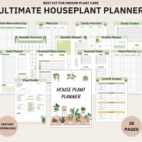 Houseplant Planner Printable, House Plant Journal, Printable Plant Care Tracker, Plant Journal, Indoor Plant Care