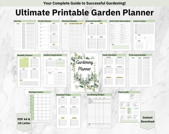 Gardening Planner Printable, Garden Planning, Plant Planner, Garden Journal, Garden Organizer, Plants Tracker, Gardening Logbook, PDF
