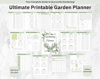 Gardening Planner Printable, Garden Planning, Plant Planner, Garden Journal, Garden Organizer, Plants Tracker, Gardening Logbook, PDF