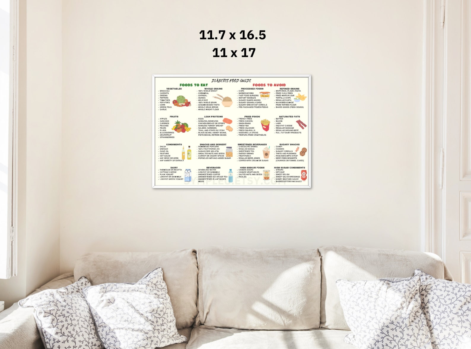 Diabetes Food List, Diabetic Food Chart Poster, Diabetic Diet Sheet ...