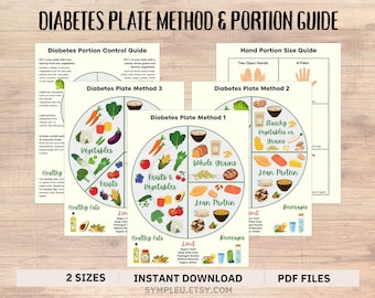 Método del Plato para la Diabetes, Guía de Porciones Manuales, Lista de Alimentos para la Diabetes, Control de Porciones, Plan de Alimentación para la Diabetes, Tabla de Alimentos para la Diabetes, Platos de Porciones
