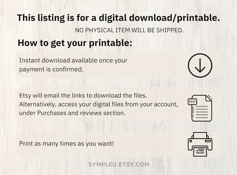 Instructions on digital download
