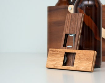 Wooden bottle opener with magnet. Personalized gift bottle opener.