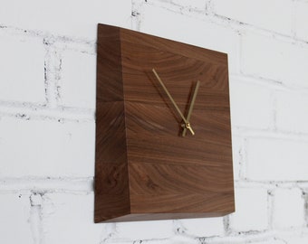 Wall clock. Wood wall clock. Walnut wood clock.