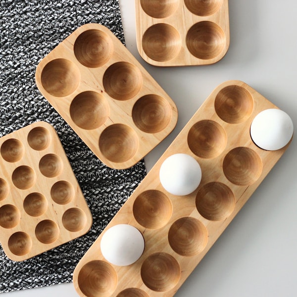 Wooden Egg Holder Egg storage Countertop egg tray. Housewarming gift Birch Wood egg tray.