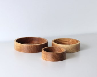 Wood bowl set of 3 wooden bowls. Decorative bowl.