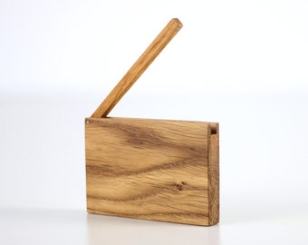 Custom Engraved Wood Business Card Holder. Engraved card case. Wooden wallet.