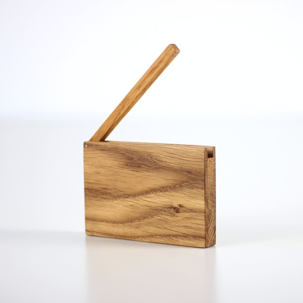 Custom Engraved Wood Business Card Holder. Engraved card case. Wooden wallet.