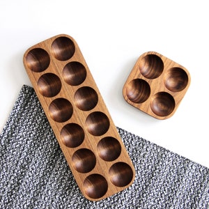 Handmade Walnut Wood Egg Holder. Rustic Farmhouse Kitchen Decor. Home gift