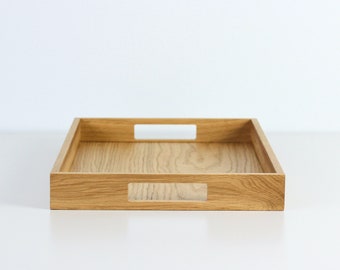 Wooden serving tray with handles Wood Ottoman Tray. Serving tray Oak wood Breakfast tray.