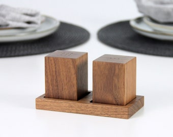 Wooden salt and pepper shakers Salt and pepper shakers. Salt and pepper set. Wooden seasonings set.