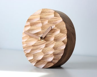 Office Desk clock Wood table clock. Desk accessories Oak wood clock