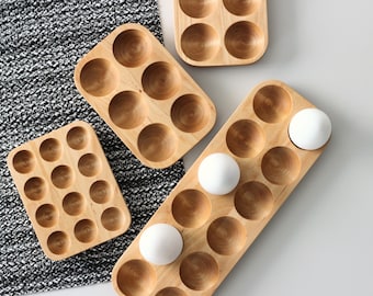 Plateau porte-oeufs en bois - Stockage d'oeufs en bois de bouleau pour cuisine de ferme ou de cottage
