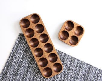 Handmade Walnut Wood Egg Holder. Rustic Farmhouse Kitchen Decor. Home gift