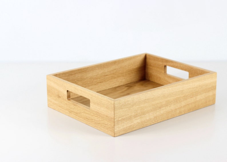 Wood serving tray Organizer tray Kitchen decor. Organizer box with handles. image 5