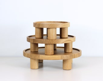 Wooden serving tray Wooden Cake stand. Display tray Wood plant stand - Wood riser stand.