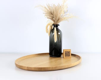 Bandeja otomana de madera para mesa de centro. Bandeja ovalada grande para servir. Un acogedor regalo decorativo para el hogar.