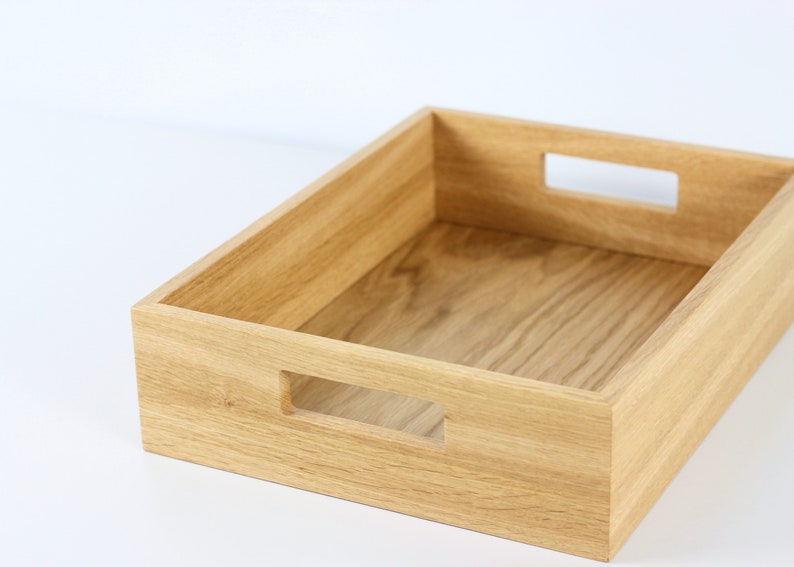Wood serving tray Organizer tray Kitchen decor. Organizer box with handles. image 10