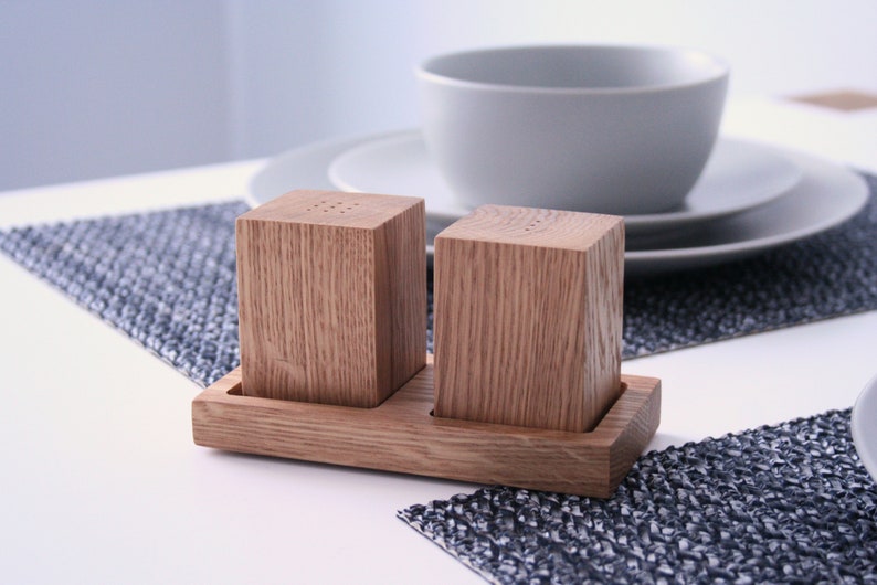 Oak Wood Salt and Pepper Shakers. Wooden Salt and Pepper Etsy