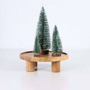 Wooden Pedestal Tray. Serving Cake Stand. Raised Oak Display for Dining & Home Decor. image 11