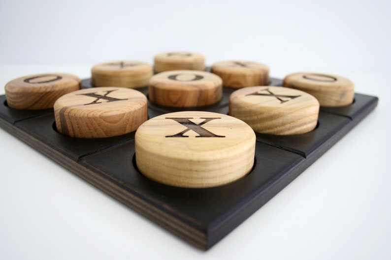 Tic tac toe board game Wooden games. Wood tic tac toe family game night Modern tabletop game image 6