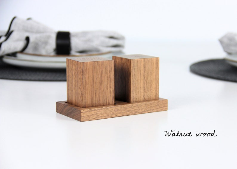 Wooden salt and pepper shakers Salt and pepper shakers. Salt and pepper set. Wooden seasonings set. Walnut wood