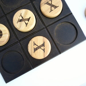Tic tac toe board game Wooden games. Wood tic tac toe family game night Modern tabletop game image 2