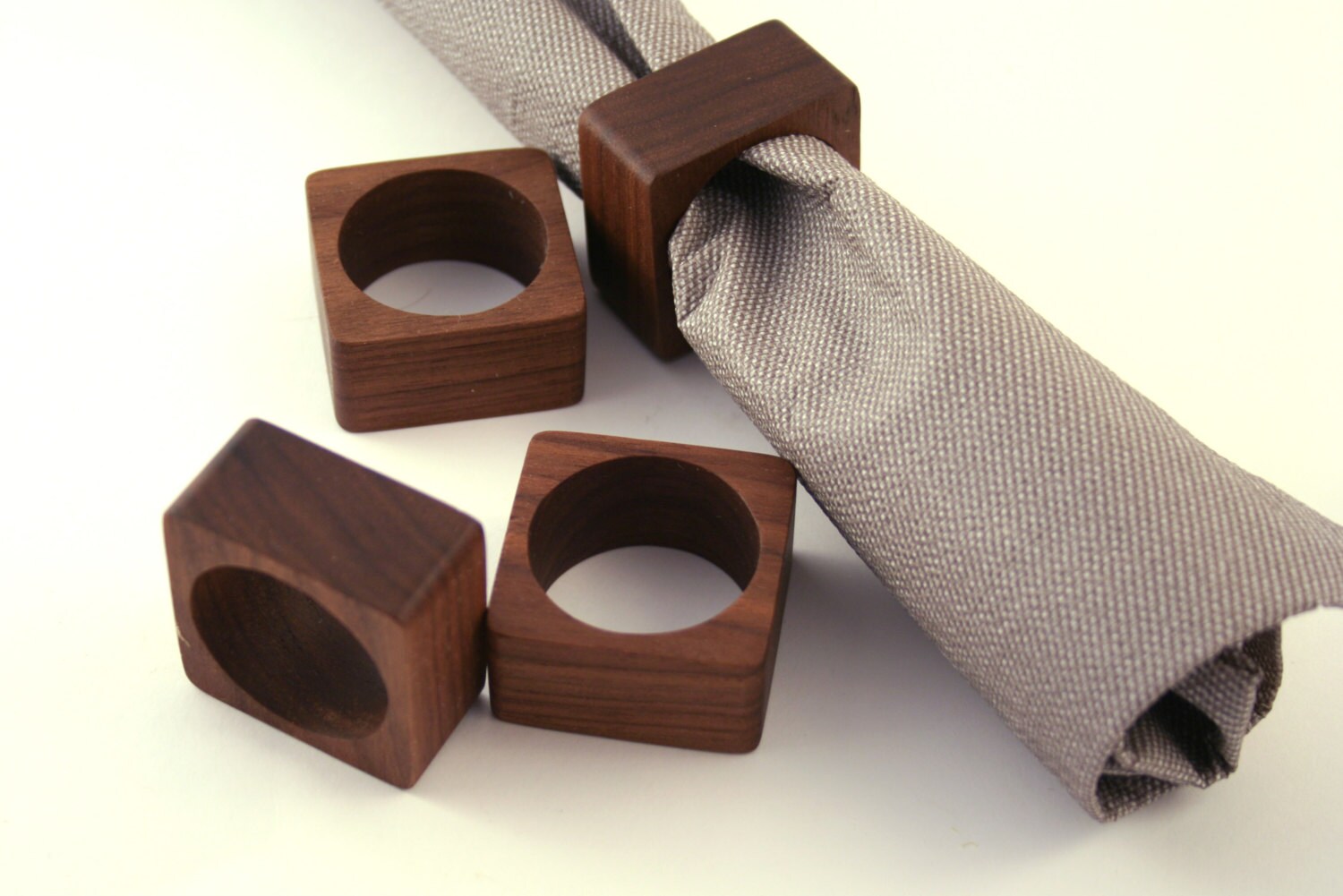 Walnut Wood Napkin Rings. Set of 4 Napkin Rings. Etsy