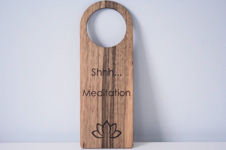 Door Hanger Yoga studio decor Meditation sign. Wooden door hanger. Door knob sign. image 4