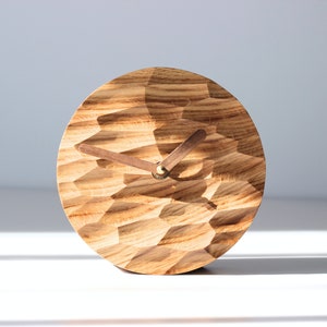 Office Desk clock Wood table clock. Desk accessories Oak wood clock image 2