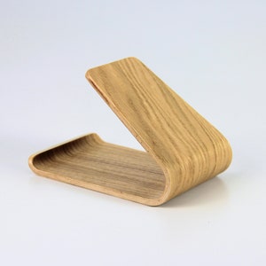 Oak wood tablet stand for office desk. Personalized tablet holder, ideal as a gift