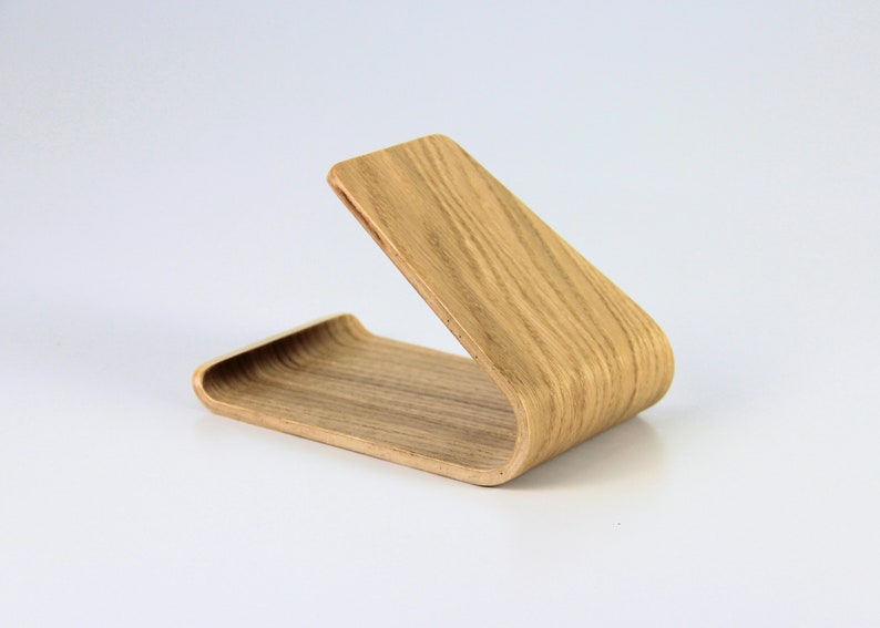 Oak wood tablet stand for office desk. Personalized tablet holder, ideal as a gift
