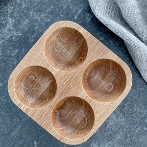 Oak wood egg holder for 4 eggs. Farmhouse Fresh Egg Storage. image 9