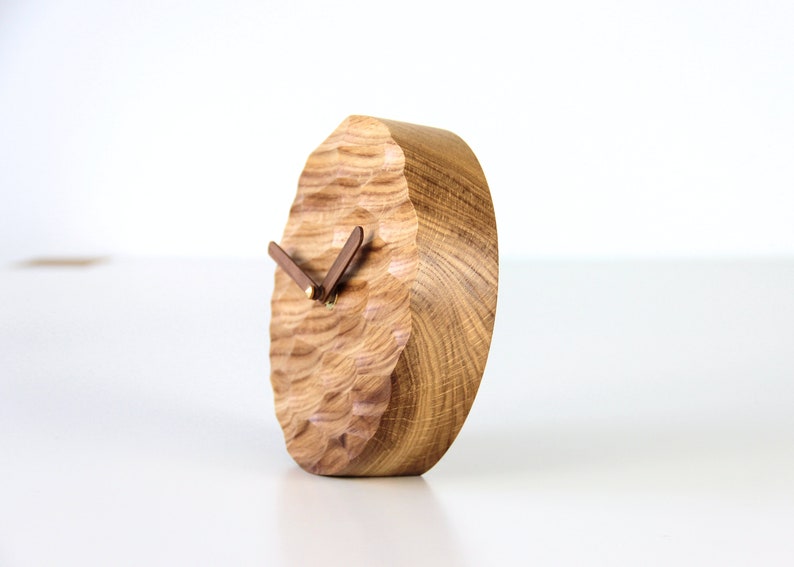 Office Desk clock Wood table clock. Desk accessories Oak wood clock image 6