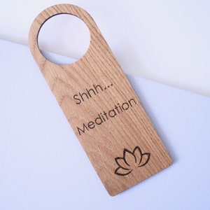 Door Hanger Yoga studio decor Meditation sign. Wooden door hanger. Door knob sign. image 10