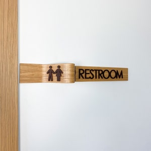Restroom Wooden Door Sign Custom sign WC sign. Personalized sign Wooden decor.