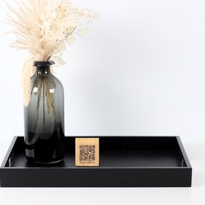 Modern black wooden rectangular serving tray with handles - decorative serving tray.