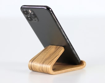 Phone holder Wood phone stand. Office desk decor Business gift. Wood phone stand.