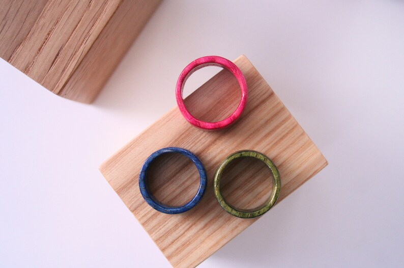 Natural wooden color ring. Unique Wooden Ring Band. Unique wood jewelry gift. image 5